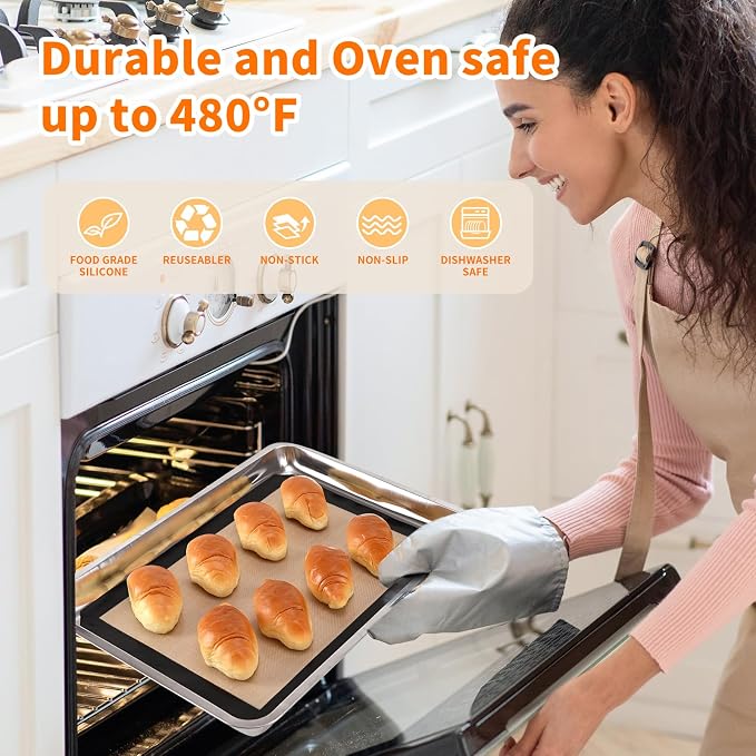 Luckyiren Silicone Baking Mat Set, Non-Stick Reusable Food-Grade Oven Liners - Image 7
