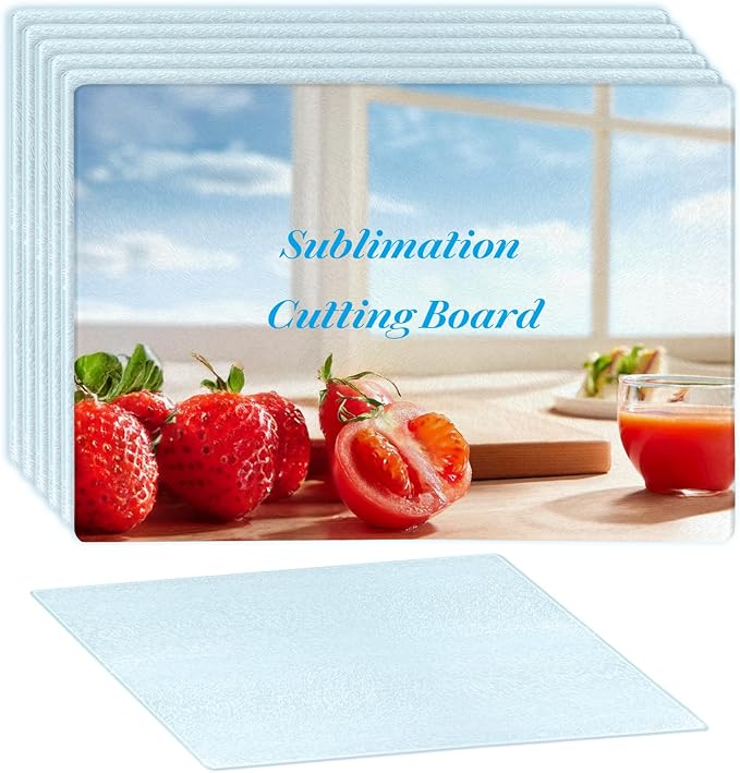 6 Pcs Sublimation Cutting Board Blanks, Textured Tempered Glass Cutting Boards by Unknown