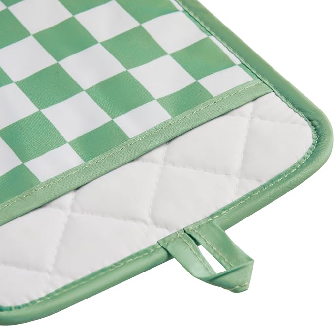 Ohocut Sage Green Checkered Pot Holder, Checkerboard Potholders - Image 5
