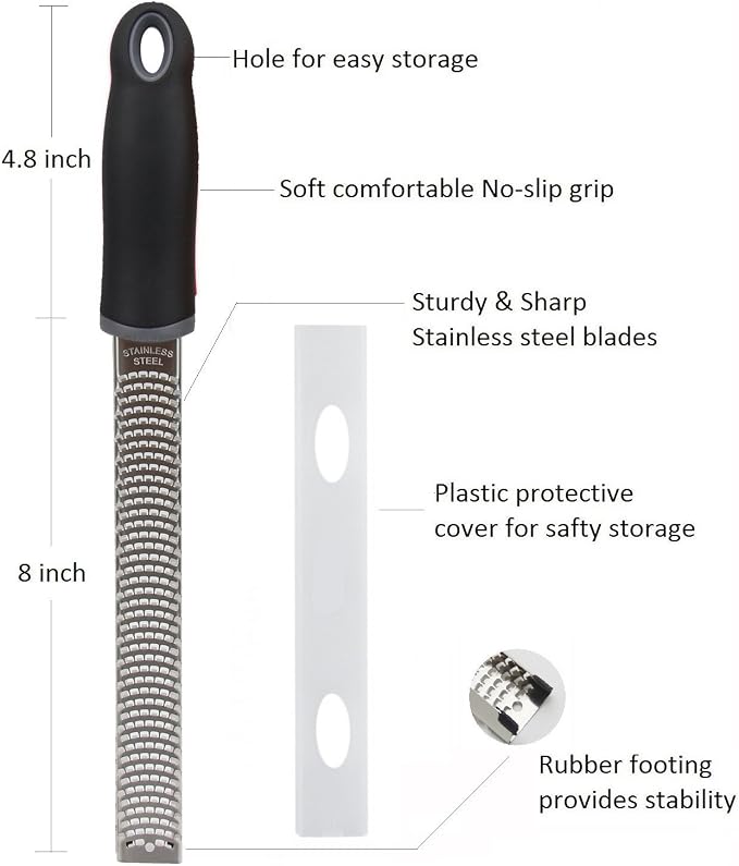 Lemon Zester, Stainless Steel Kitchen Cheese Grater, Plastic Cover Ergonomic - Image 5