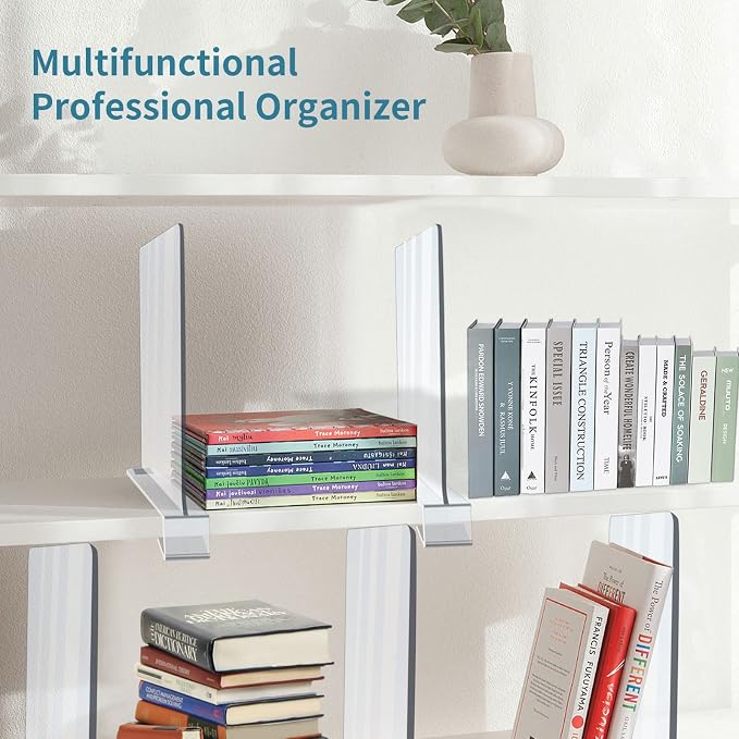 Acrylic Shelf Dividers for Closet Organization, Adjustable Acrylic Bookshelf - Image 7