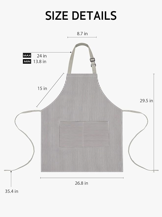 Syntus Apron for Men Women, Adjustable Cooking Kitchen Chef Aprons - Image 2