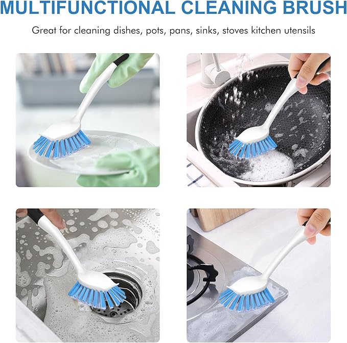 SetSail Dish Brush with Handle, 2 Pack Stiff Bristles Dish Scrubber with - Image 6