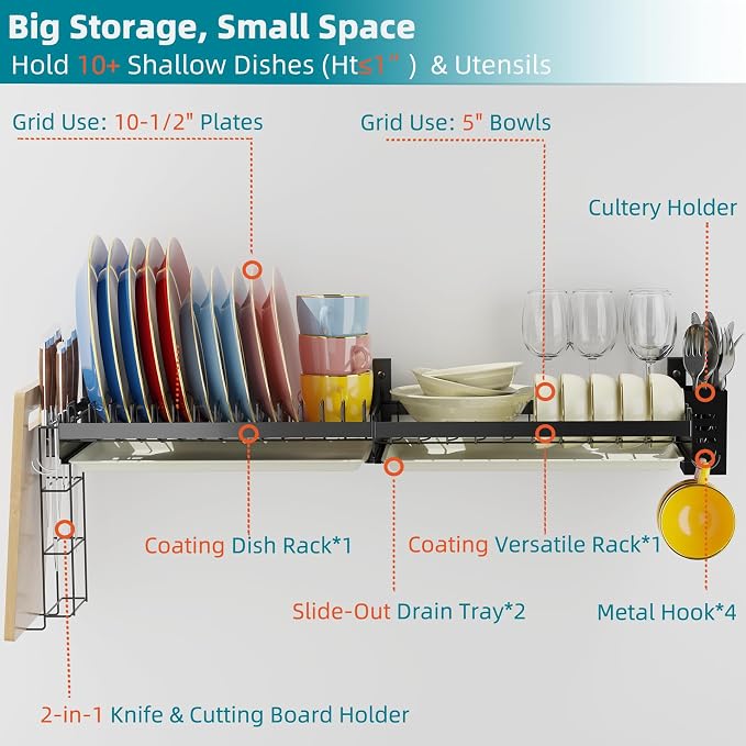 Hanging Wall Mounted Dish Drying Rack - Image 6