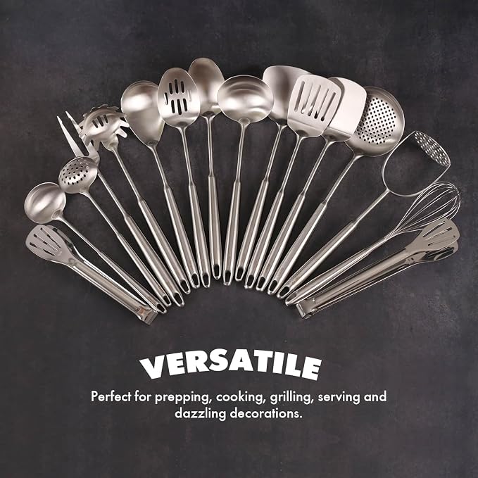 18/10 Stainless Steel Cooking Utensils Set - Image 6