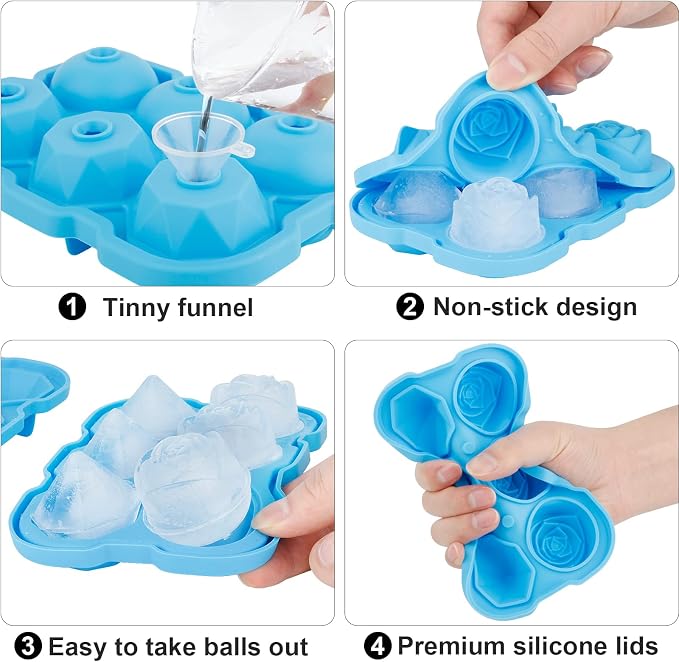Ice Cube Tray, Mikiwon 2 inch Rose Ice Cube Trays - Image 3