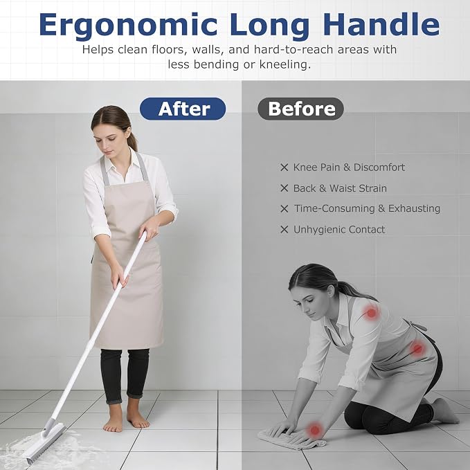 IVYROLL Grout Brush with Long Handle, Floor Cleaning Scrubber with Stiff - Image 6