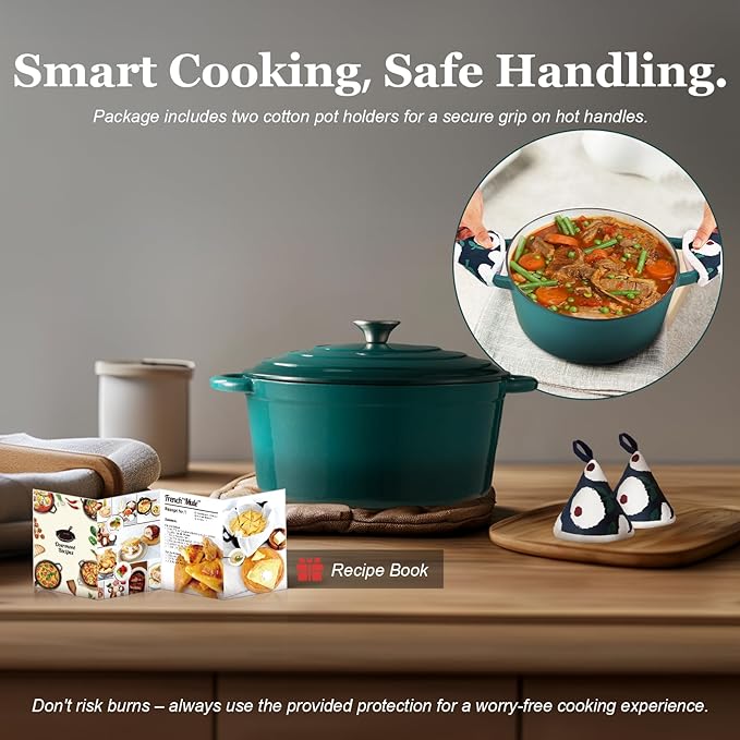 Overmont Enameled Cast Iron Dutch Oven - 7QT Pot - Heavy-Duty Cookware - Image 6
