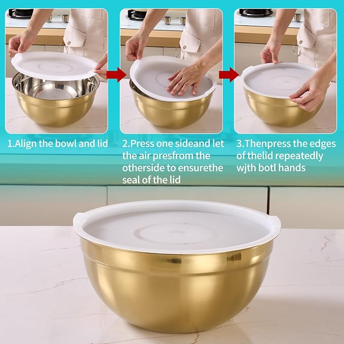 6 Piece Gold Mixing Bowls Set - Image 3