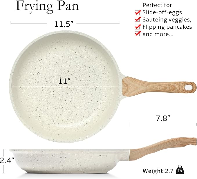 ESLITE LIFE Nonstick Ceramic Frying Pan Skillet, Non-Toxic Egg Omelette Kitchen - Image 2