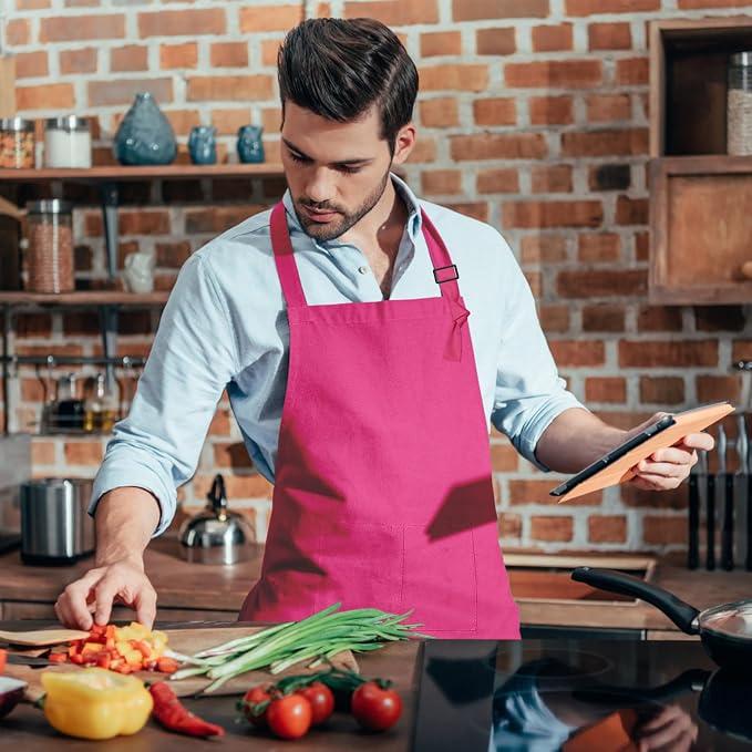 15 Pcs Adult Aprons Bulk with Pockets Adjustable Bib Chef Apron - Image 7