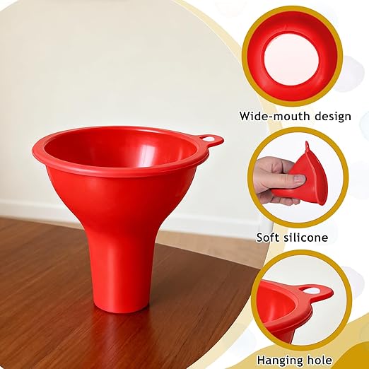 4 Pcs Wide Mouth Funnels for Filling Small Bottles, Kitchen Silicone Funnels - Image 3