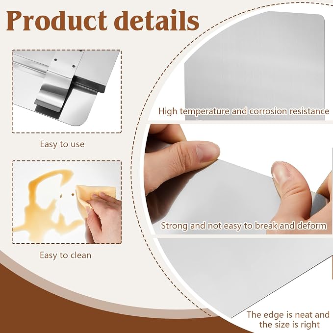 Ferraycle 2 Pack 20-1/2" W x 18" H 304 Stainless Steel Fryer Splash Guard - Image 3