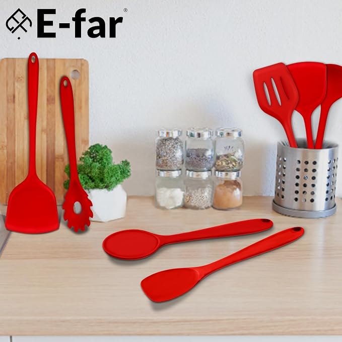 E-far 10 Pieces Silicone Cooking Utensils Set, Heat Resistant Kitchen Utensil - Image 7