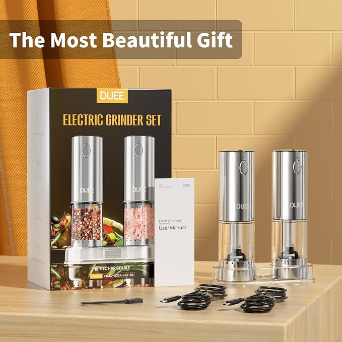 Electric Salt and Pepper Grinder Set, USB Rechargeable Pepper Mill - Image 8