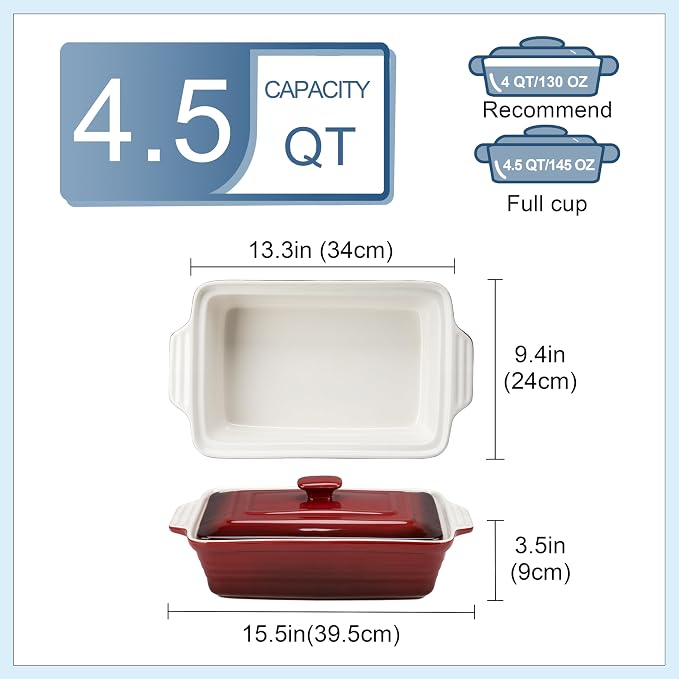 LOVECASA 4.5 Quart Ceramic Casserole Dish - Image 2