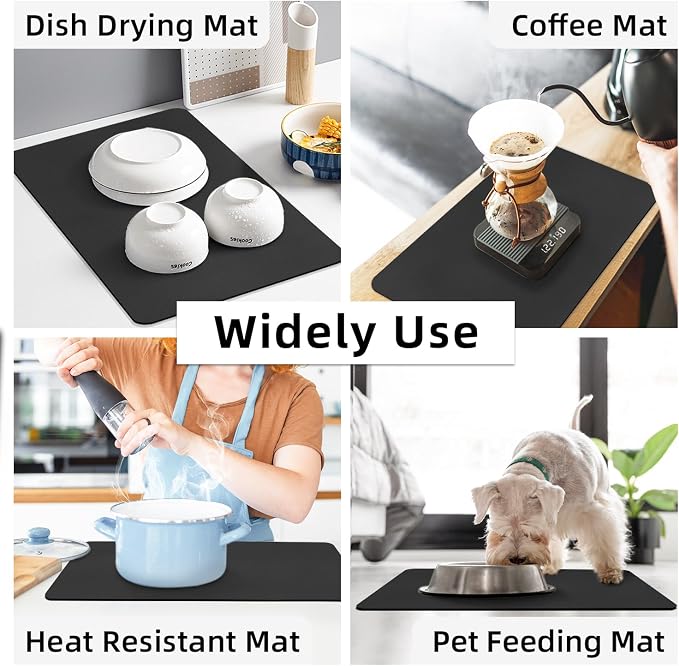 LOPNUR Kitchen Dish Drying Mat, Diatomite Coffee Mat, Super Absorbent Dish - Image 7