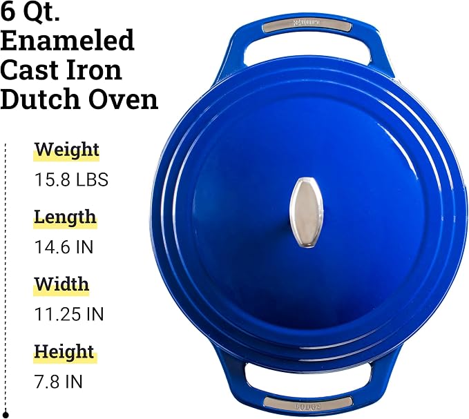 Lodge USA Enamel 6 Qt Enameled Cast Iron Dutch Oven - Image 5