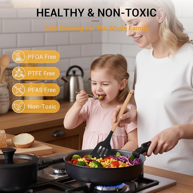 Ammeloo 18-Piece Ceramic Pots and Pans Set Non Stick, Non Toxic Cookware Set - Image 2