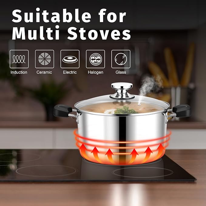 8 Quart 3-Ply Cooking Stock Pot - Image 7
