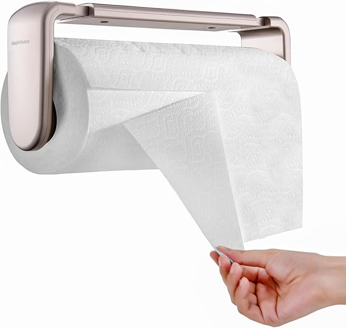 simpletome Paper Towel Holder ONE Hand Tear Adaptive Tension Arm Adjustable by simpletome