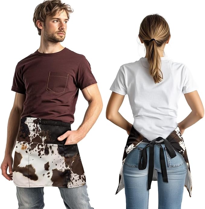 Server Apron with 3 Pockets, Waterproof Oil Waitress Waiter Half Apron - Image 3