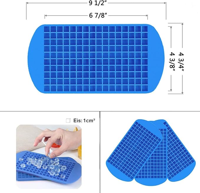 Mini Ice Cube Trays Set of 2-160 Small Ice Cubes Silicone Mold - Image 8