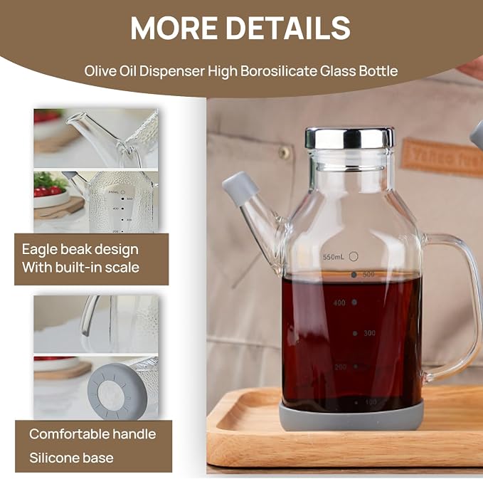 High Borosilicate Glass Oil Bottle-Olive Oil Dispenser - Image 6