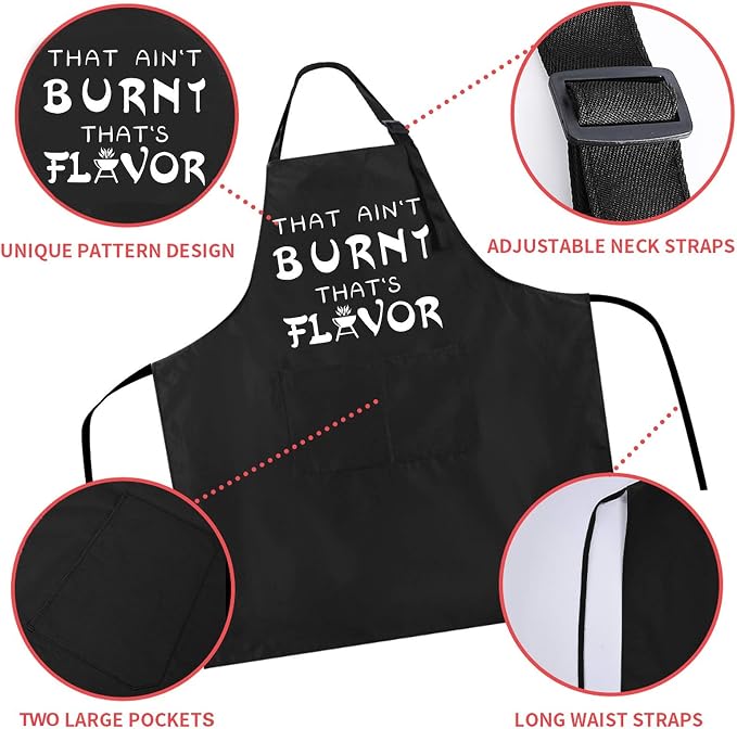 Rosoz Funny BBQ Black Chef Aprons - Image 3