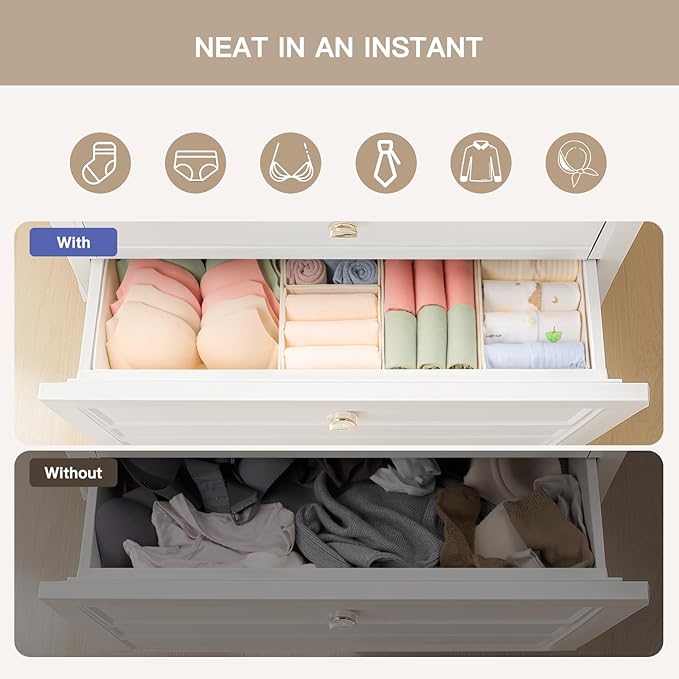 Criusia Drawer Organizer Clothes, 10 Pack Dresser Organizer - Image 3
