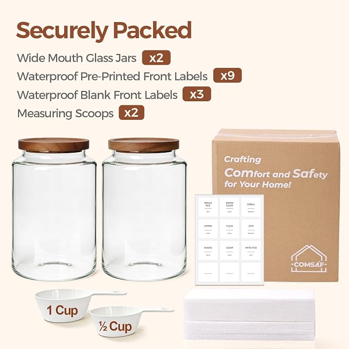 ComSaf 2Pcs Wide-Mouth Flour Sugar Storage Containers - Image 8