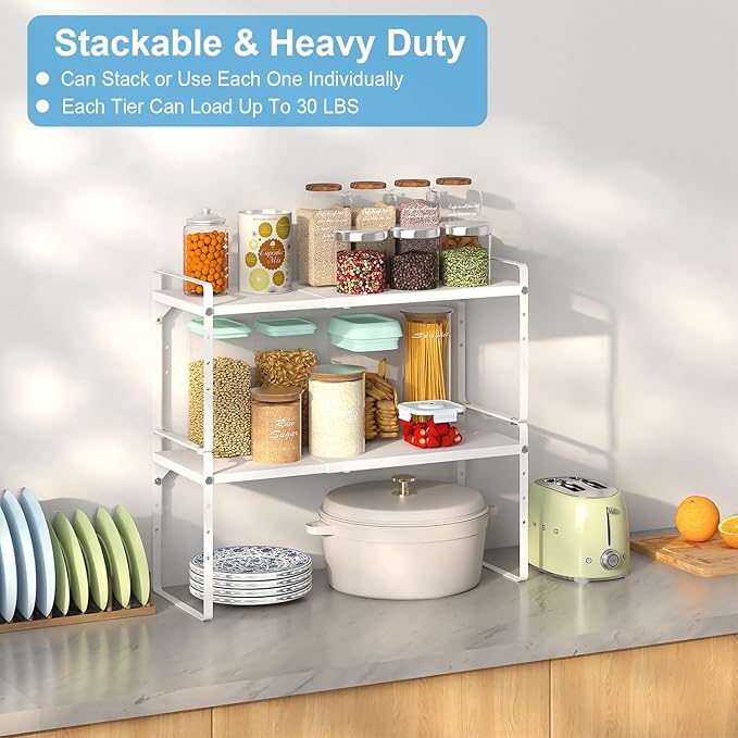 15.5 to 25.5 Inch Kitchen Cabinet Shelf Organizers, Adjustable Kitchen Counter - Image 7