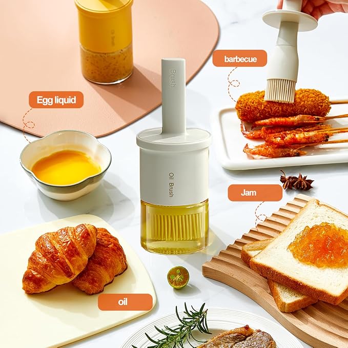 Glass Oil Dispenser with Heat Resistant Brush, Oil Dispenser Bottle with - Image 2