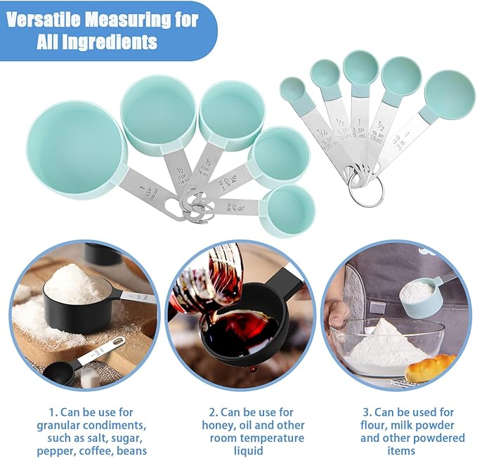 Measuring Cups and Spoons Set, 10-Piece Stackable Kitchen Tools - Image 4
