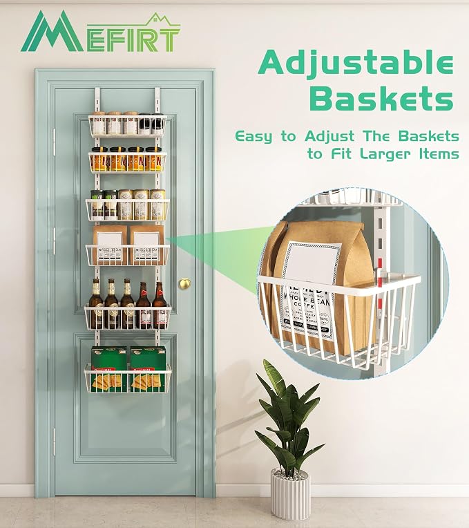 Mefirt 12 Inch Wide Narrow Over The Door Pantry Organizer, Pantry Organization - Image 6