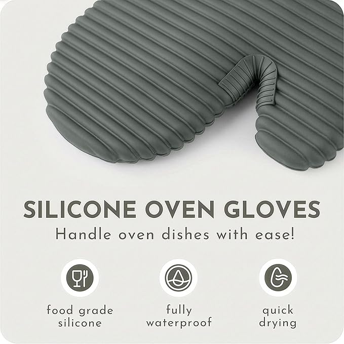 Extra Long Silicone Oven Mitts | Heat Resistant 500°F BPA-Free Food Grade - Image 6