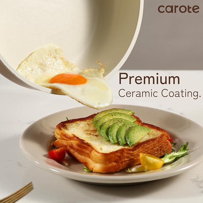 CAROTE 12Pcs Ceramic Pots and Pans Set Non Stick, Healthy Cookware Set - Image 3