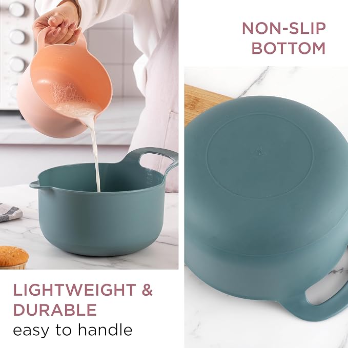 COOK WITH COLOR Nesting Plastic Mixing Bowl Set with Pour Spouts and Handles - Image 2