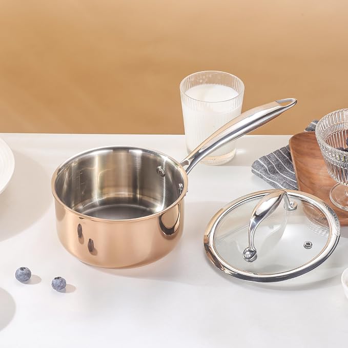 1-Quart Saucepan with Lid, Tri-Ply Stainless Steel Pot with Stay-Cool Handle & - Image 8