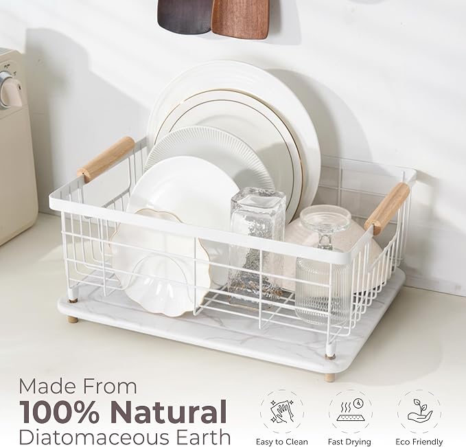 Stone Drying Mat for Kitchen Counter + Sink Caddy | 15.7"x11.8" Diatomaceous - Image 5