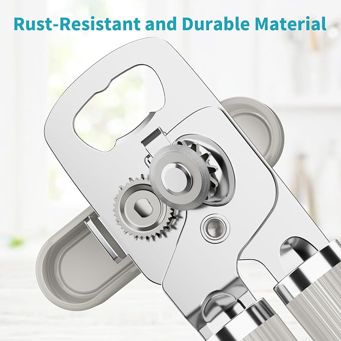 Ultrean Manual Can Opener Bottle Opener, Heavy Duty Stainless Steel Smooth Edge - Image 3