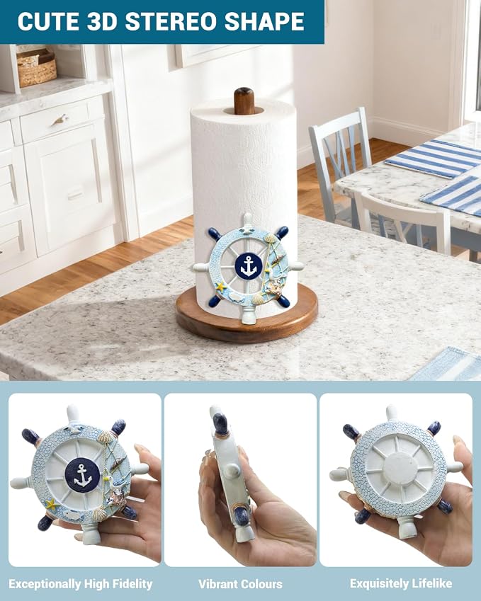 Ship's Rudder Paper Towel Holder, Nautical Coastal Beach Ocean Decor - Image 3