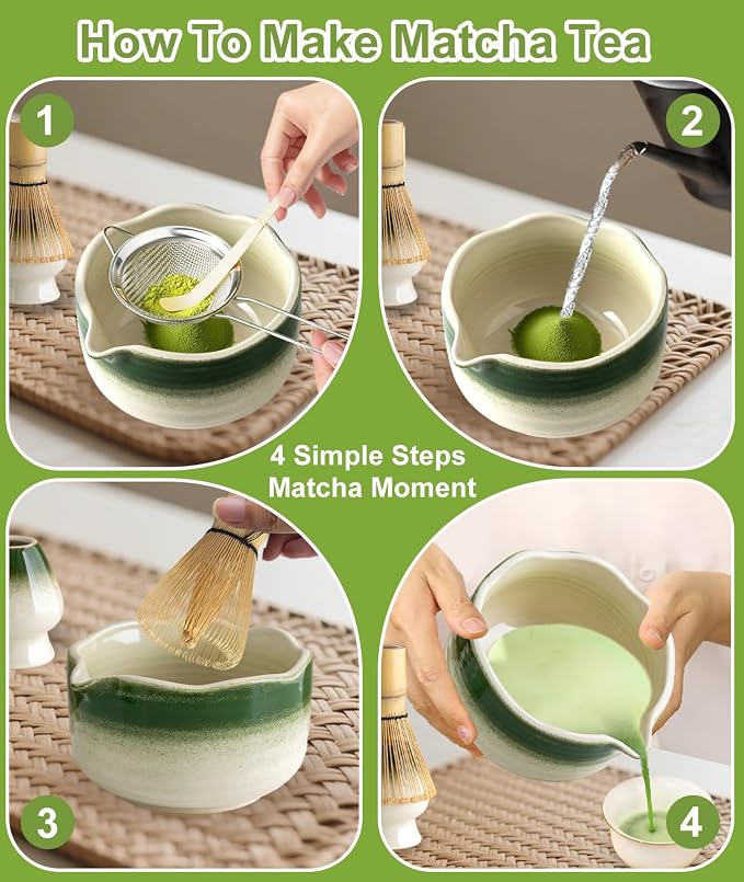 JBER Matcha Whisk Set, Ceramic Matcha Set Includes Bowl, Matcha Whisk and Holder - Image 6