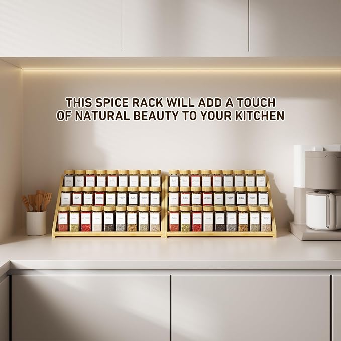Spice Rack, Spice Organizer -3 Tier Bamboo Spice Racks, Solution - Image 7
