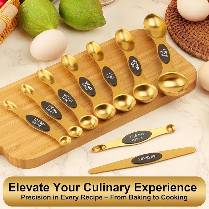 Gold Magnetic Measuring Spoons Set Stainless Steel - Image 6