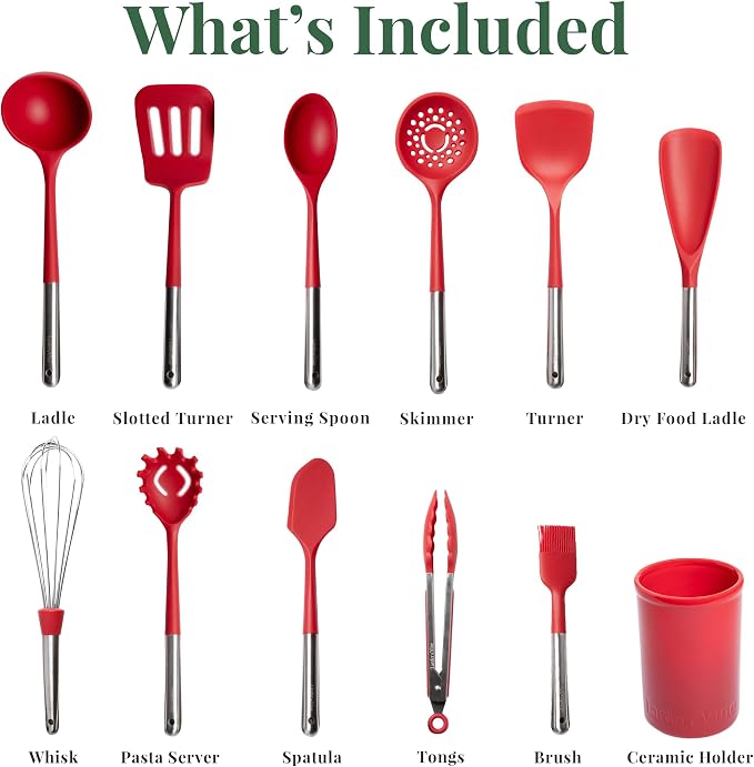 Larder & Vine 12-Piece Silicone Kitchen Cooking Utensils Set - Image 3