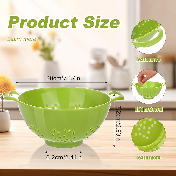 4 Pack Small Colander for Kitchen Mini Plastic Strainer Dish Safe for Veggies - Image 4