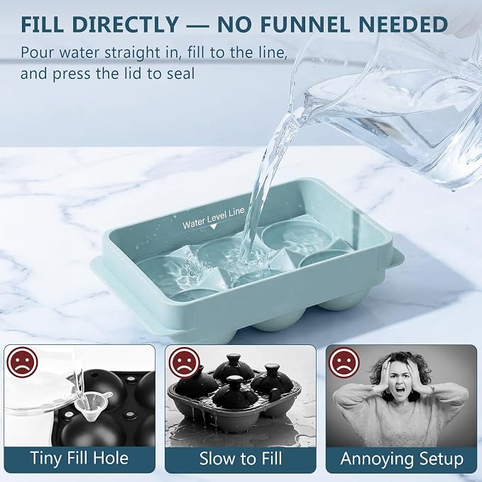 WIBIMEN Large Ice Cube Molds, Big Round Whiskey Ice Cube Trays - Image 2