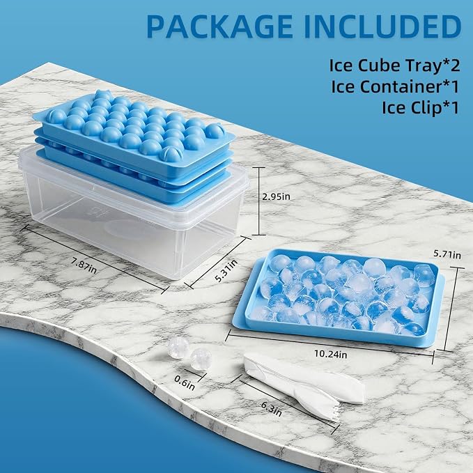 2 Pack Ice Cube Trays Set -with Lids, Storage Container & Ice Tongs, 66-Count - Image 7