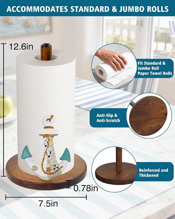 Ship's Anchor Paper Towel Holder, Nautical Coastal Beach Ocean Decor - Image 5